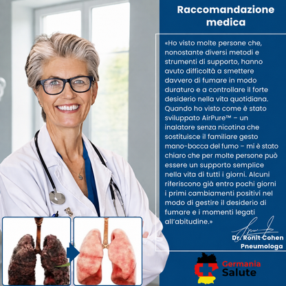 AirPure™ | I tuoi polmoni lanciano l’allarme. Dai loro finalmente il supporto di cui hanno bisogno – in soli 7 giorni.